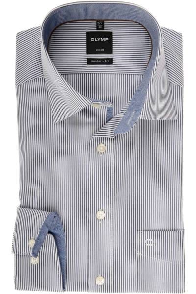 Olymp Luxor Modern Fit Hemd marine/weiss, Gestreift