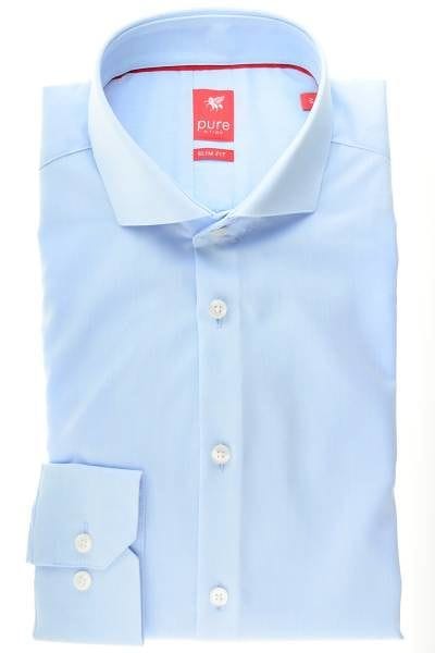 Pure Hemd - Slim Fit - hellblau, Einfarbig
