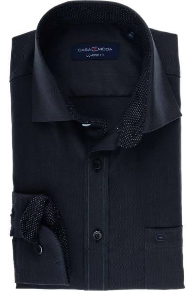 Casa Moda Comfort Fit Hemd anthrazit/schwarz, Strukturiert
