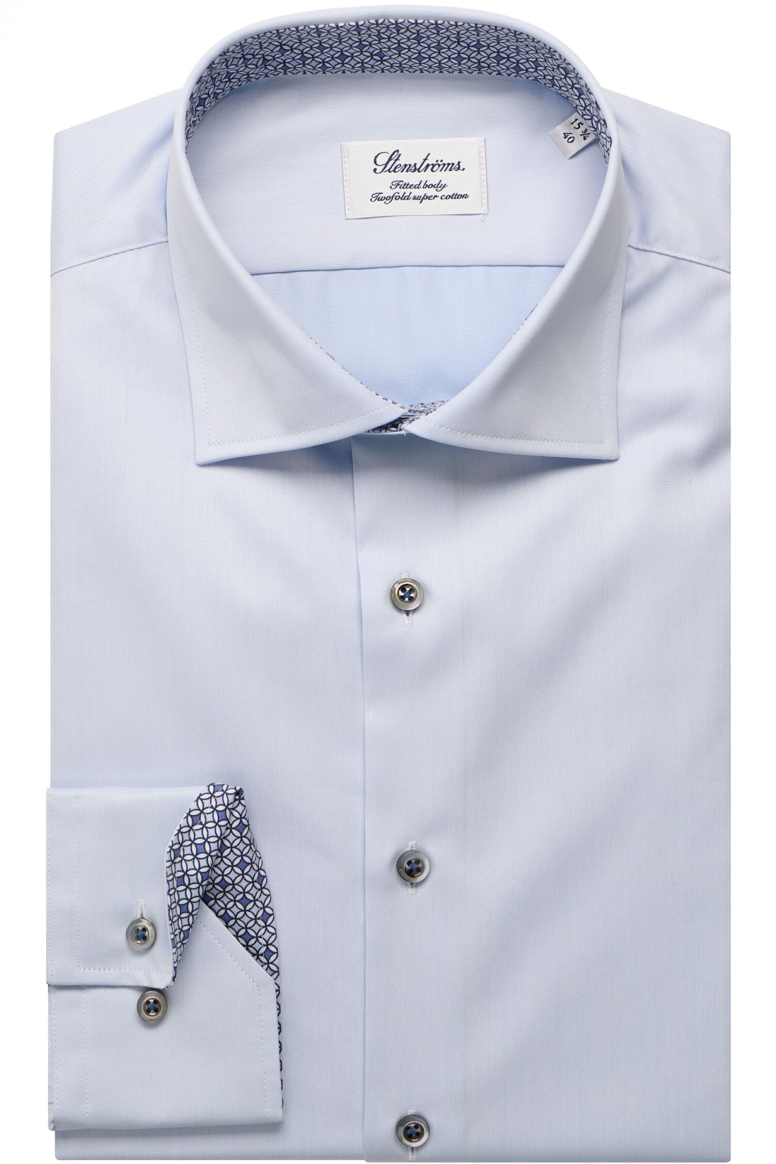 Stenströms Fitted Body Hemd blau, Einfarbig 44 - XL