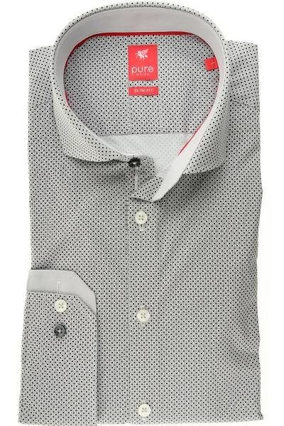 Pure Hemd - Slim Fit - grau/schwarz, Gemustert