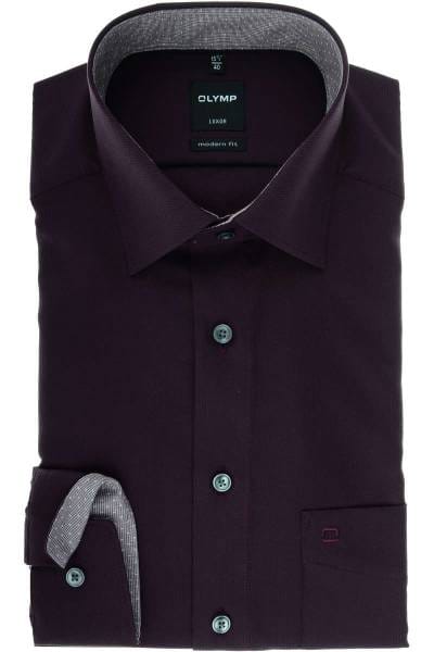 Olymp Luxor Modern Fit Hemd chianti, Strukturiert
