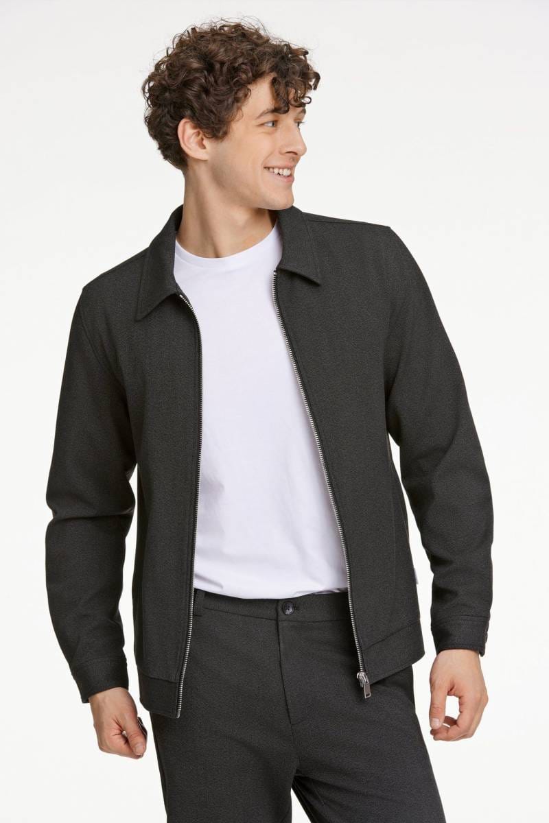 Lindbergh Relaxed Fit Hemdjacke dunkelgrau, Melange