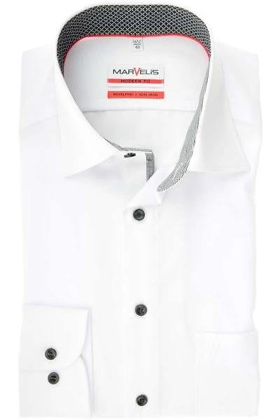 Marvelis Modern Fit Hemd weiss, Einfarbig