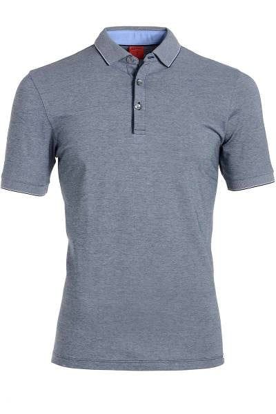 Olymp Level Five Body Fit Poloshirt blau/weiss, Zweifarbig