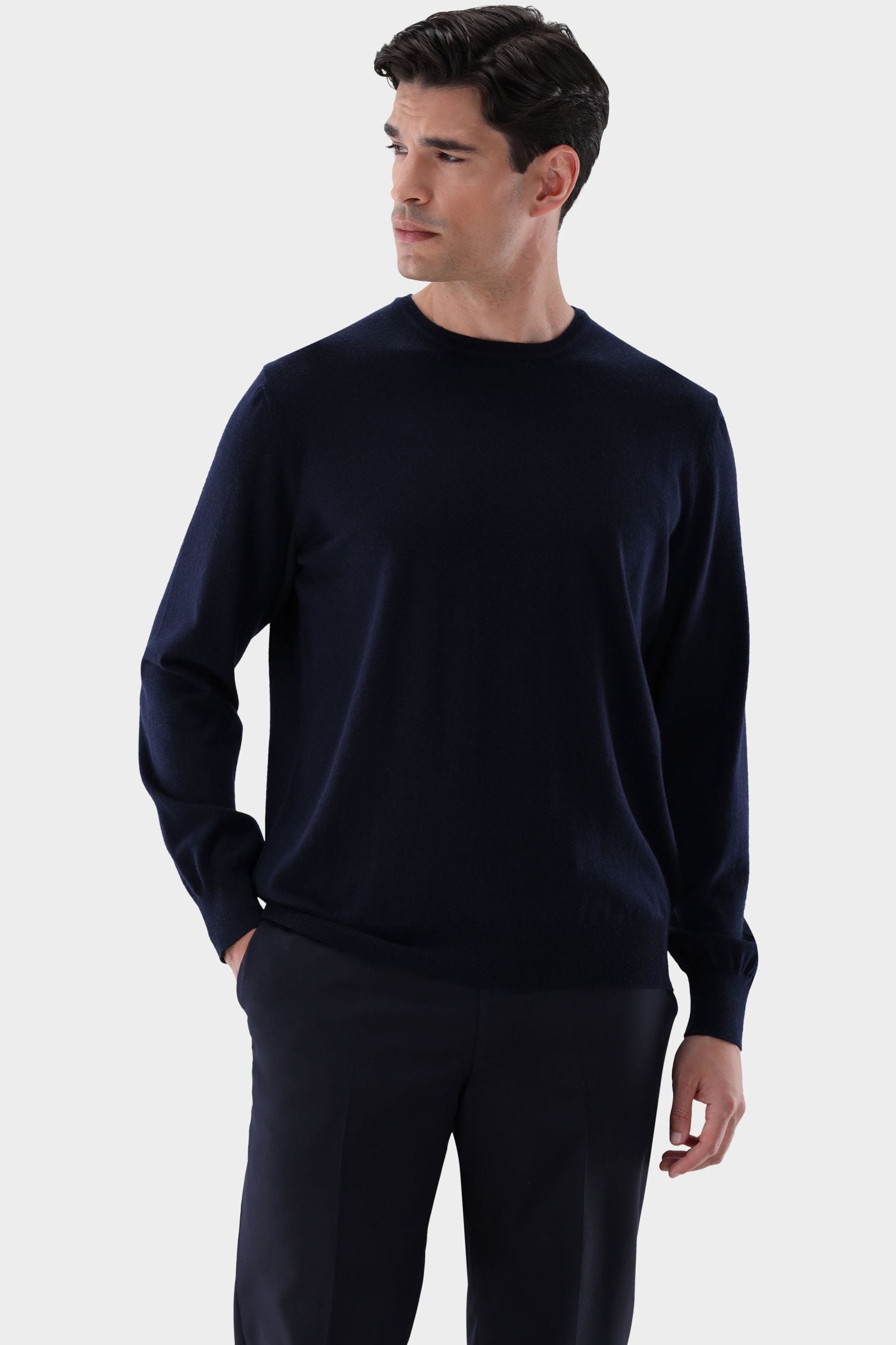 van Laack Regular Fit Pullover Rundhals blau, Einfarbig