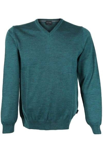 Olymp Strick - V-Ausschnitt Pullover - dunkelgrün
