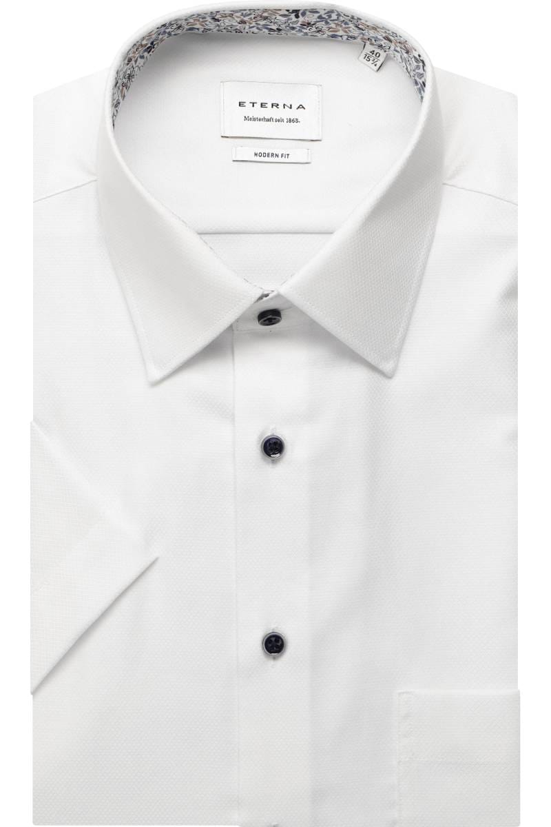 Chemise Femme Eterna Manches Longues - Taille 40, Blanc-bleu Azur, Coupe Ajustée - Occasion Très Bon état