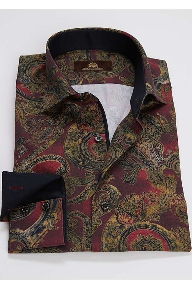 Circle of Gentlemen Ender Slim Fit Hemd bordeaux/schwarz, Paisley 41 - L Circle of Gentlemen Ender Slim Fit Hemd bordeaux/schwarz, Paisley 41 - L