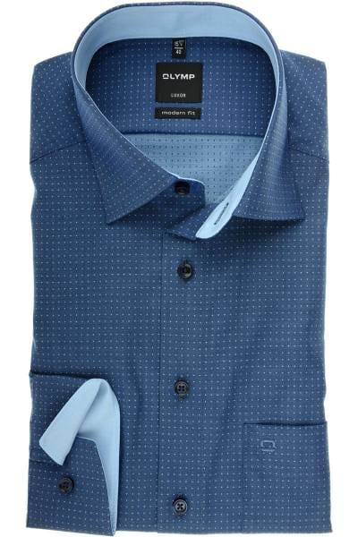 OLYMP Luxor Modern Fit Hemd marine/blau, Gepunktet