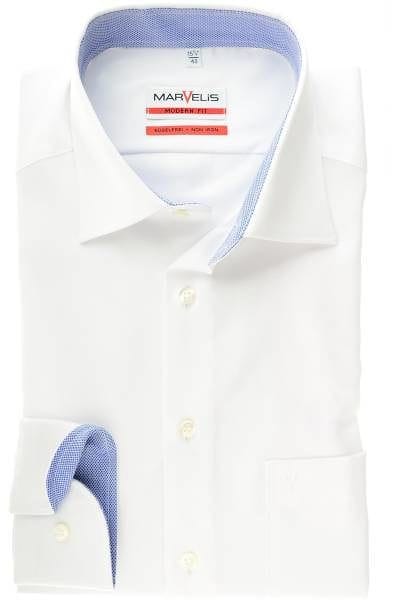 Marvelis Hemd - Modern Fit - weiss, Strukturiert