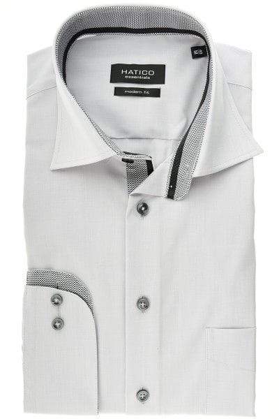 Hatico Hemd - Modern Fit - silber, Einfarbig
