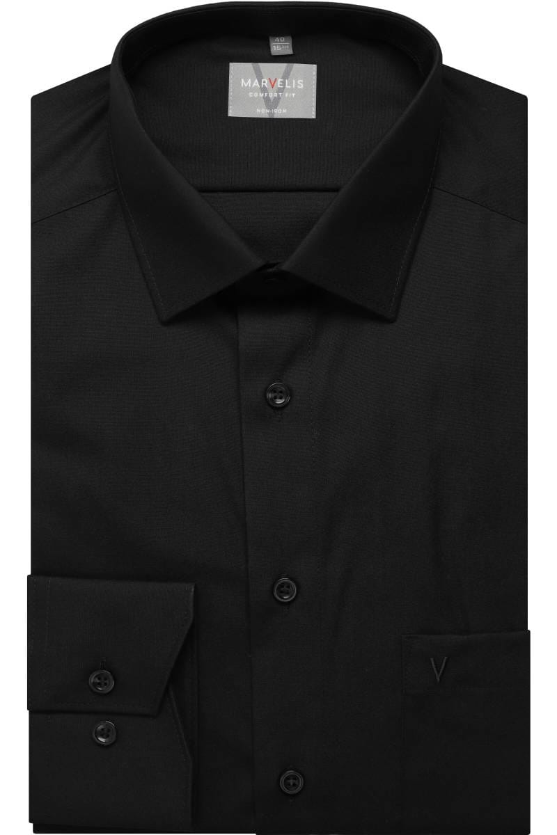 Men's Banded Collar Long Sleeve Dress Shirt By Viviz Forancci – Regular Fit, Solid Colors (Cream, Black, Navy & More) - View #9