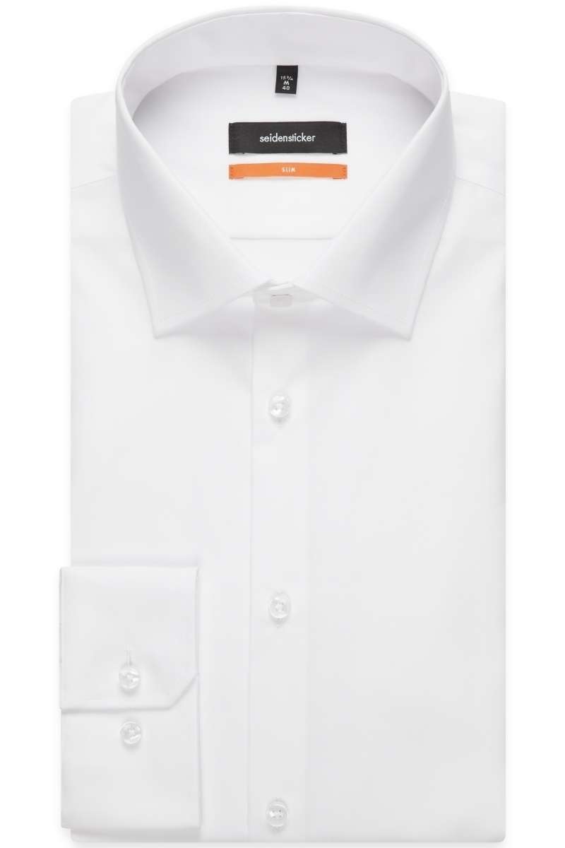 Seidensticker Slim Fit Hemd weiss, Einfarbig (extra langer Arm 
