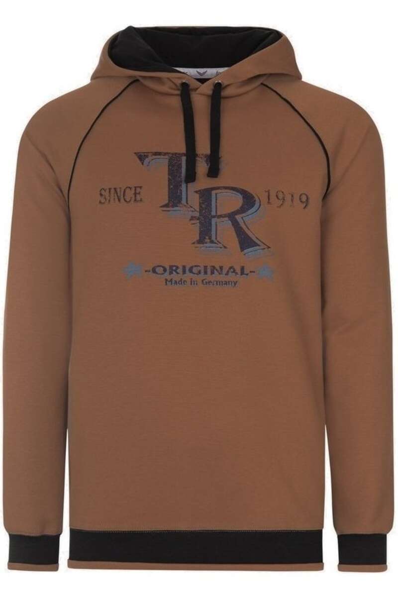 TRIGEMA Slim Fit Kapuzen Sweatshirt braun, bedruckt M TRIGEMA Slim Fit Kapuzen Sweatshirt braun, bedruckt M
