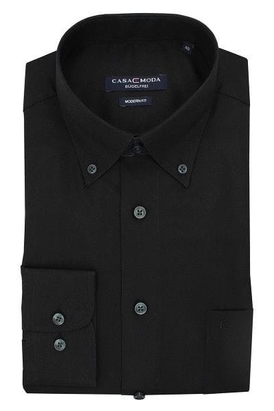 Casa Moda Hemd - Modern Fit - schwarz, Einfarbig