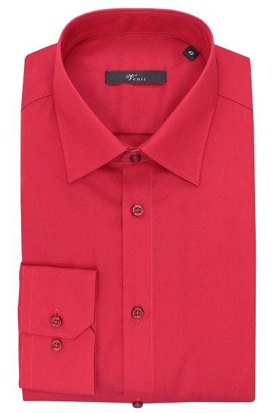 Venti Hemd - Modern Fit - rot, Einfarbig