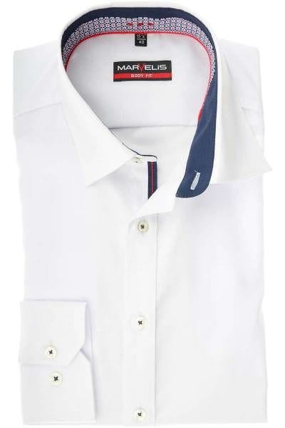 Marvelis Body Fit Hemd weiss, Einfarbig