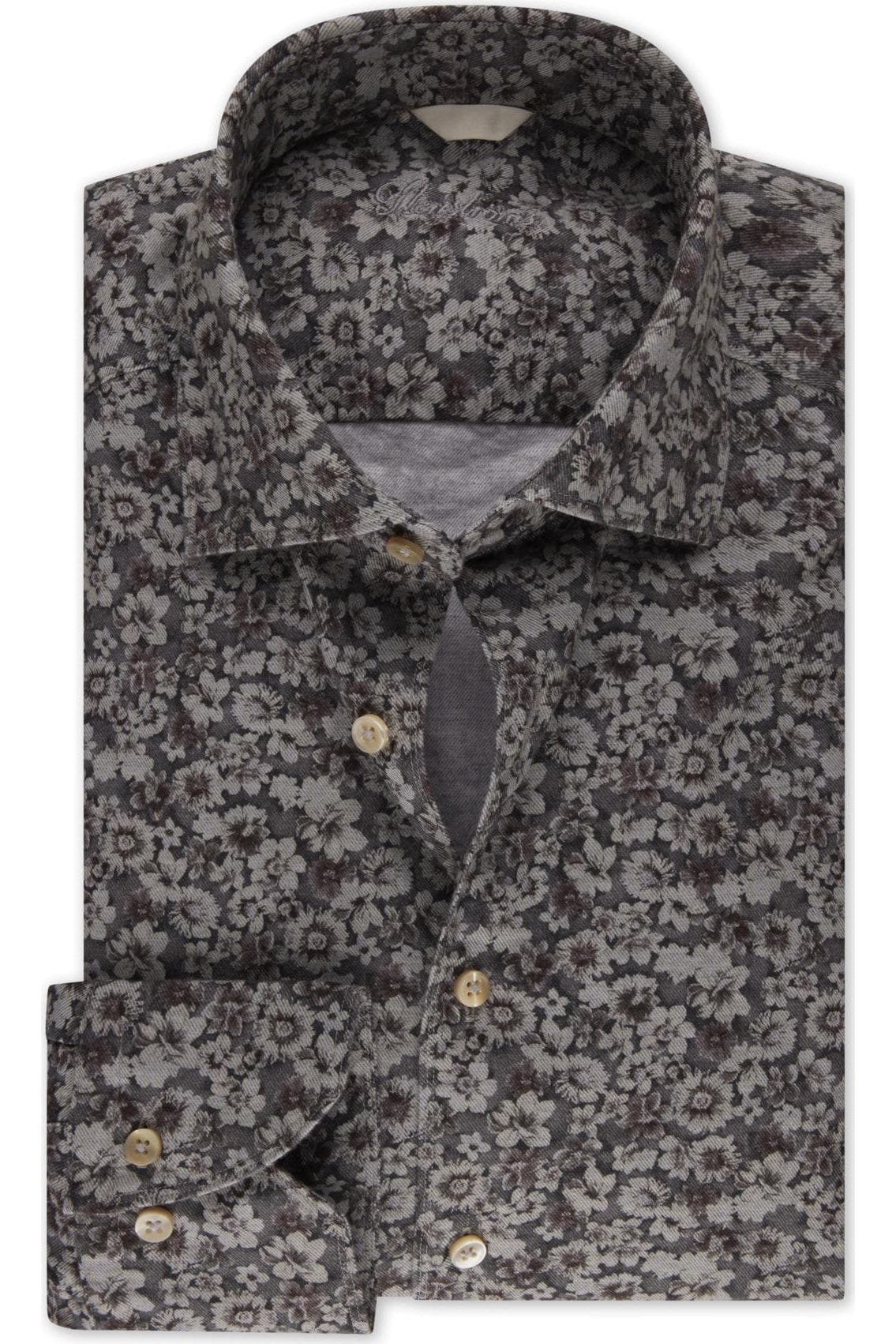 Stenströms Casual Slimline Hemd grau, Gemustert M Stenströms Casual Slimline Hemd grau, Gemustert M