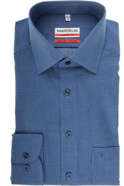 Marvelis Modern Fit Hemd marine/weiss, Gemustert