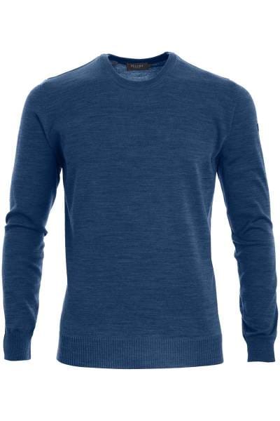 MAERZ Strickpullover Classic Fit Rundhals blau, einfarbig