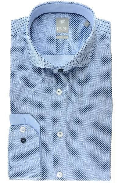 Pure Hemd - Extra Slim - hellblau/blau, Gemustert