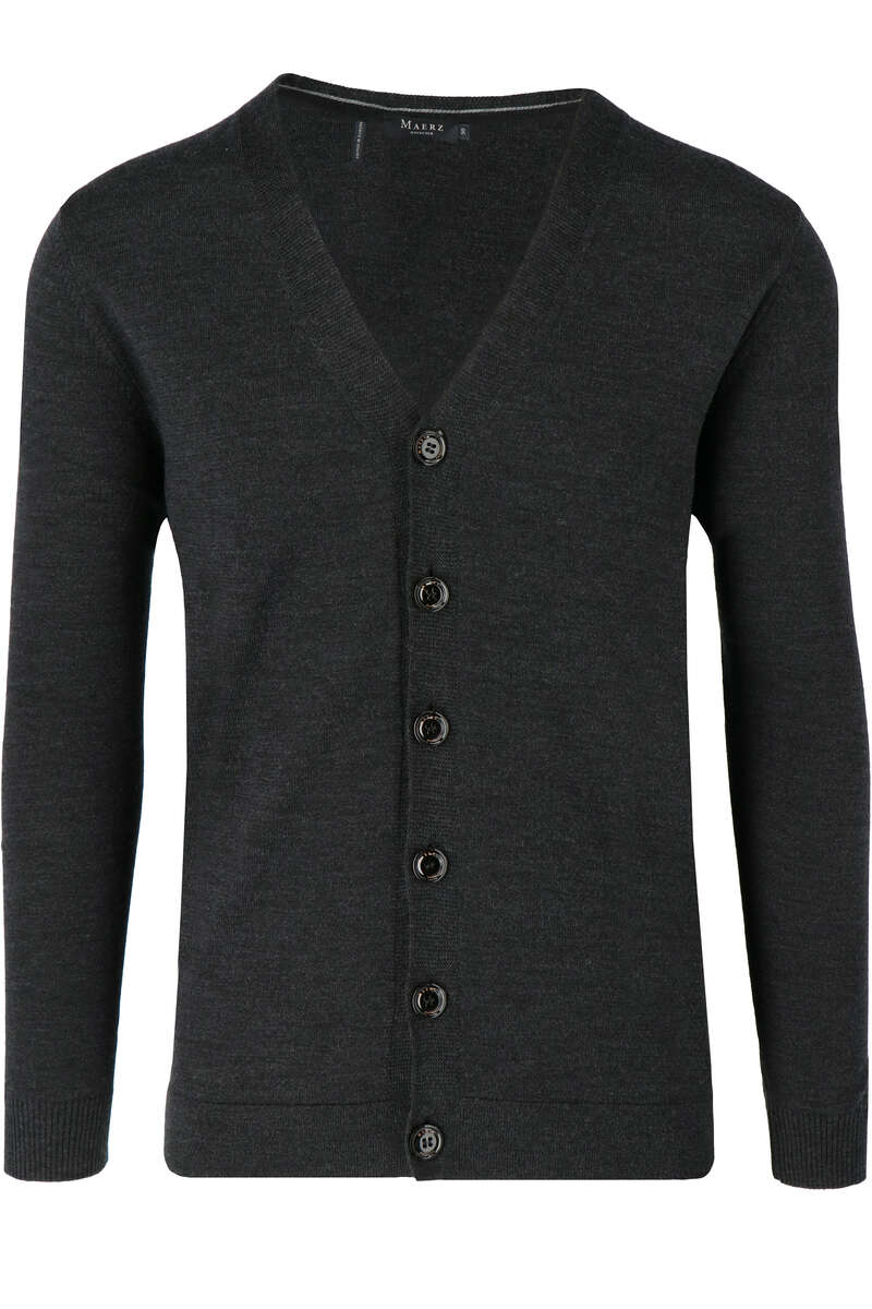 MAERZ Modern Fit Cardigan Knopfleiste anthrazit, einfarbig 54 MAERZ Modern Fit Cardigan Knopfleiste anthrazit, einfarbig 54