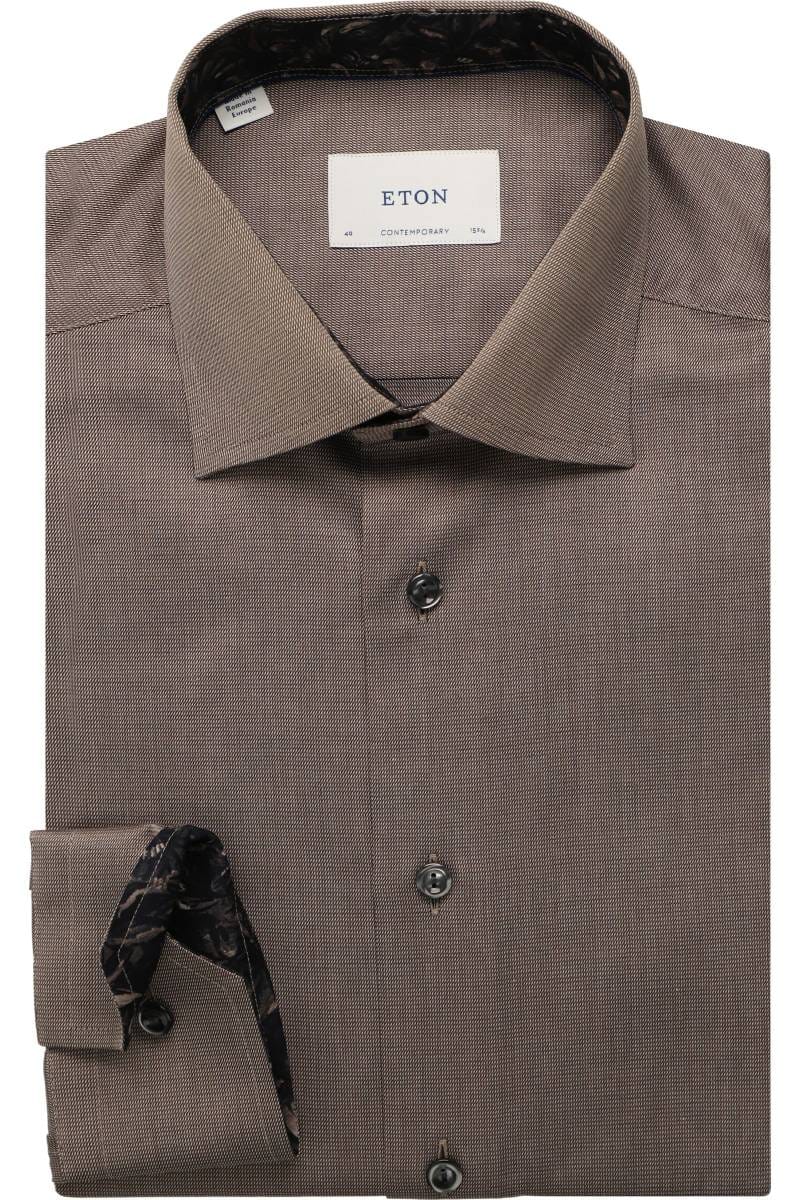 Eton Contemporary Fit shirt dark brown, Textured | Hemden.de