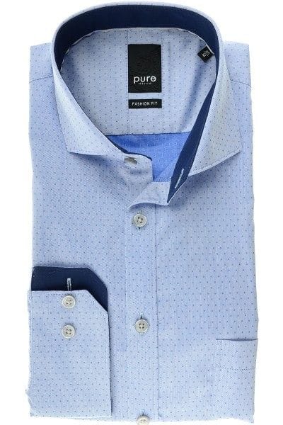 Pure Hemd - Fashion Fit - mittelblau, Einfarbig