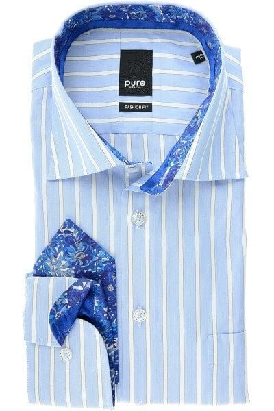 Pure Hemd - Fashion Fit - blau/weiss, Gestreift