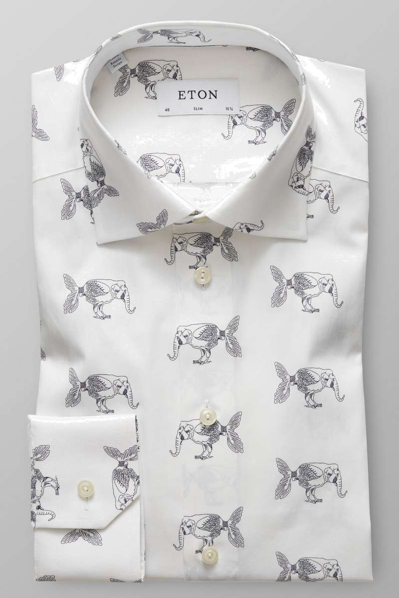 ETON Slim fit Hemd beige, Gemustert 40 - M ETON Slim fit Hemd beige, Gemustert 40 - M