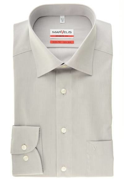 Marvelis Hemd - Modern Fit - hellgrau, Einfarbig
