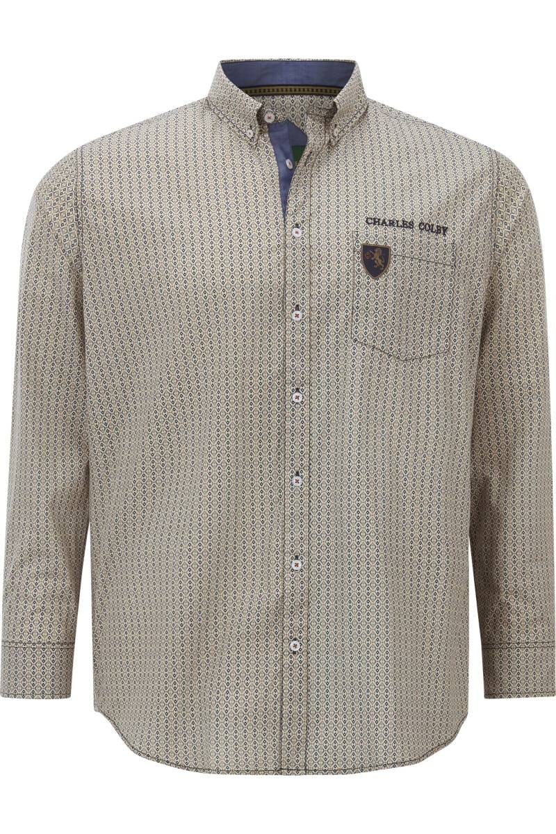 Charles Colby Camicia Uomo Duke Dornan A Quadri In Puro Cotone Twill: Vestibilità Comoda E Dettagli In Chambray, Taglie Forti - 4