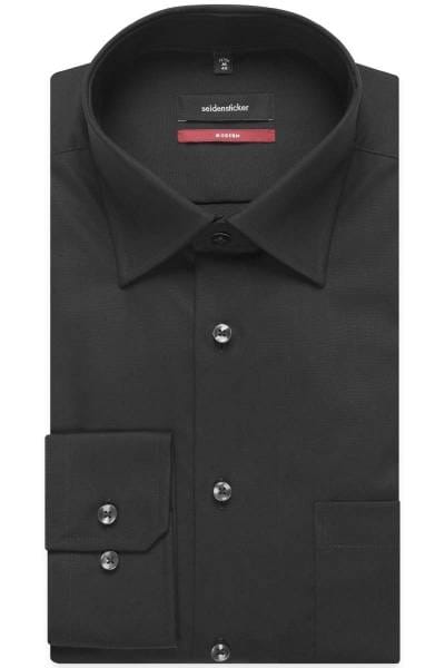 Seidensticker Hemd - Modern Fit - schwarz, Einfarbig
