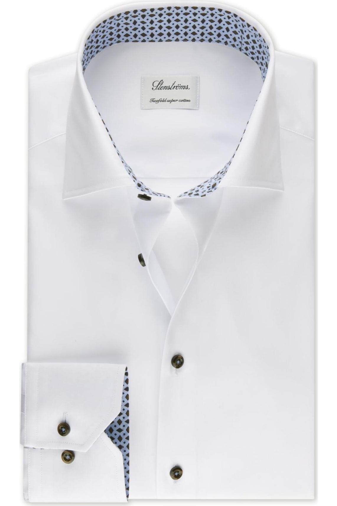 Stenströms Slimline Hemd weiss, Einfarbig 40 - M