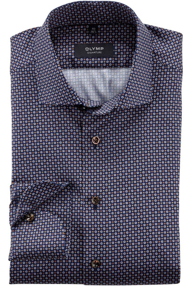 OLYMP SIGNATURE Tailored Fit shirt midnight-blue, Patterned |  Businesshemden.com