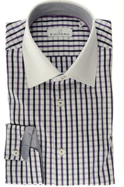 Einhorn Hemd - Modern Fit - lila/blau, Kariert