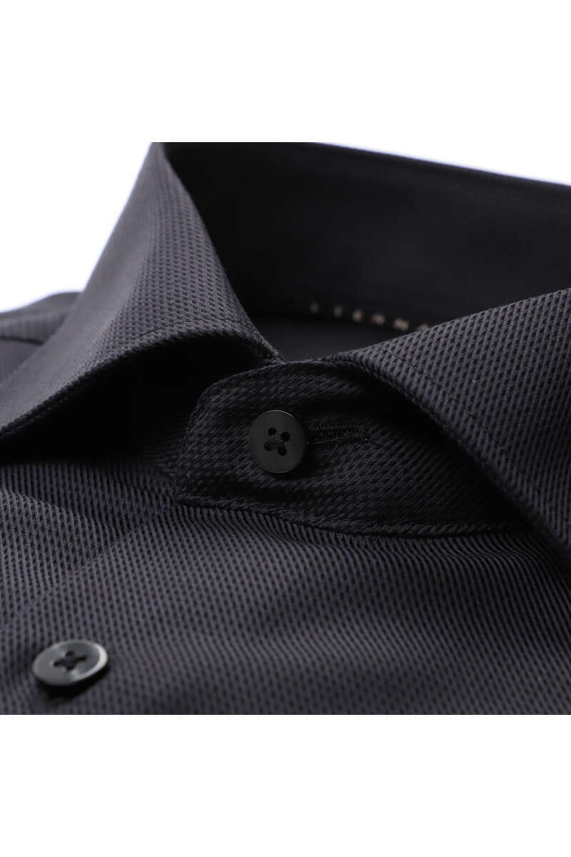 Eterna Camicia Performance Stretch Slim Fit, Maniche Lunghe, Nero, Taglia 40 Uomo, In Lyocell, Poliammide Ed Elastan, Facile Da Stirare
