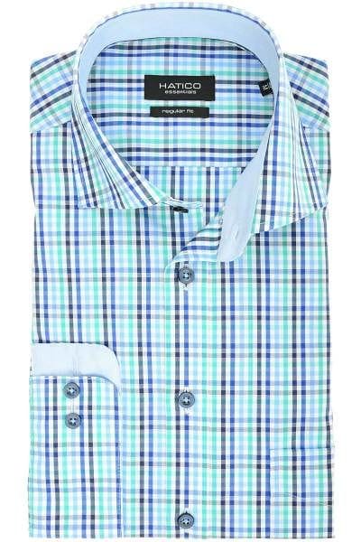 Hatico Regular Fit Hemd mittelblau, Kariert