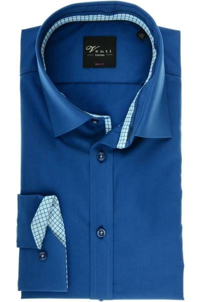 Venti Body Fit Hemd mittelblau, Einfarbig