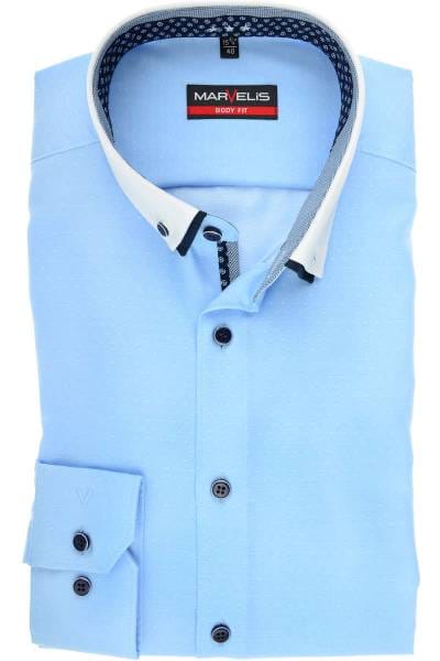 Marvelis Body Fit Hemd bleu, Faux-uni