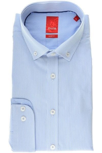 Pure Hemd - Slim Fit - hellblau, Gestreift