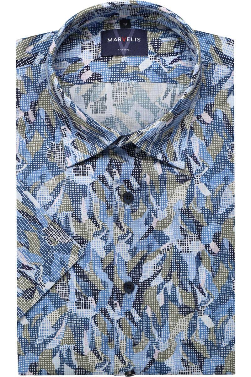 Marvelis Casual Regular Fit Chemise olive, imprimé Overhemden