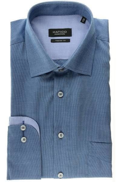 Hatico Hemd - Regular Fit - blau, Einfarbig