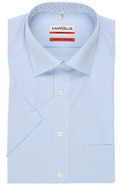 Marvelis Modern Fit Hemd bleu/weiss, Zündholzstreifen
