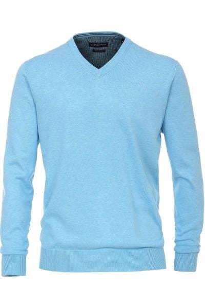 Casa Moda Strickpullover V-Auschnitt hellblau, einfarbig