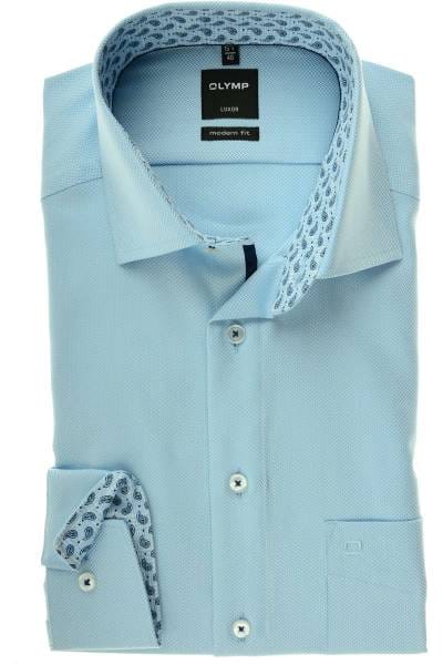 Olymp Luxor Modern Fit Hemd bleu, Fischgrat