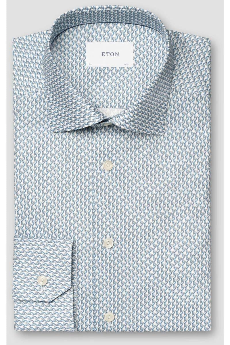 Eton Contemporary Fit shirt bright blue, Patterned | Businesshemden.com
