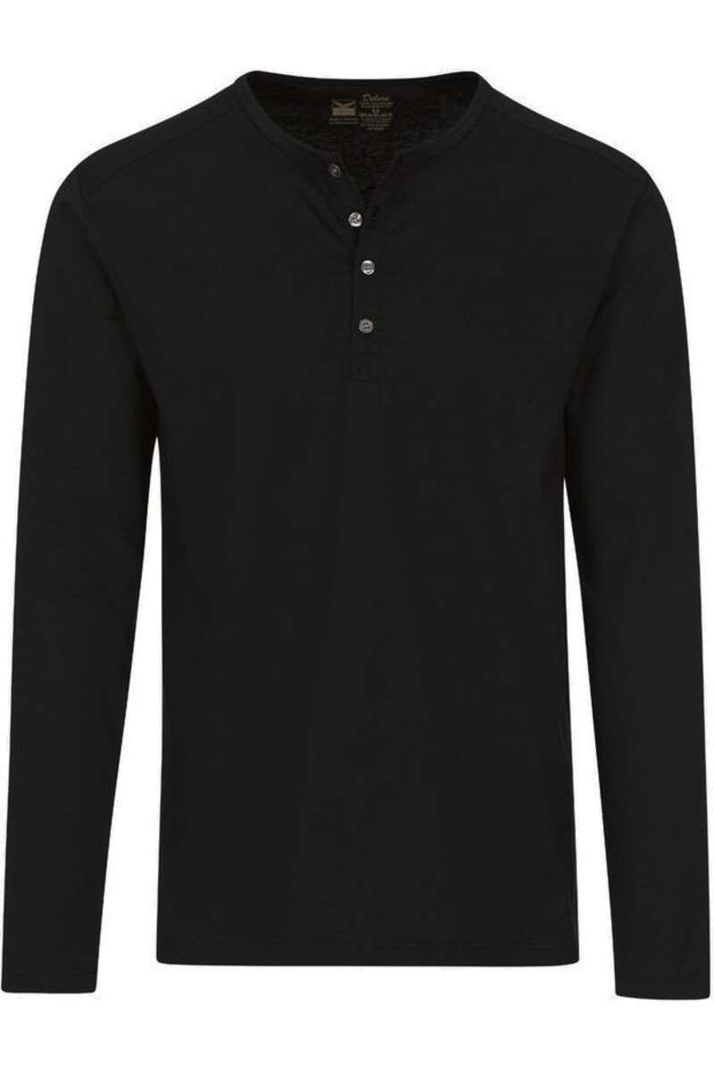 TRIGEMA Comfort Fit Longsleeve Henleykragen schwarz, einfarbig M TRIGEMA Comfort Fit Longsleeve Henleykragen schwarz, einfarbig M
