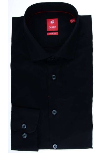 Pure Hemd - Slim Fit - schwarz, Einfarbig